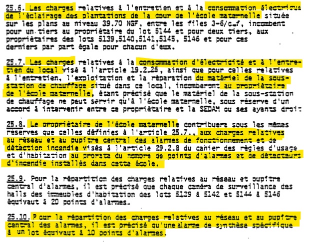 Le mode de calcul des charges, une opération complexe en raison de plus de 1408 lots, est défini très précisément pour chaque type de charges. Extrait du CRUH.