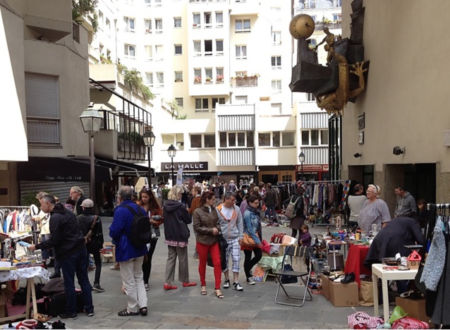 A garage sale, a popular neighborhood activity.