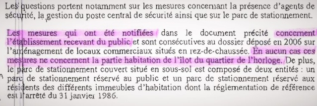 Le responsable unique de sécurité (RUS) des établissements recevant du public (ERP), la société GIFFARD, nommée en 2012, contredit la teneur de ce courrier. Le responsable unique de sécurité (RUS) des établissements recevant du public (ERP), la société GIFFARD, nommée en 2012, contredit la teneur de ce courrier.