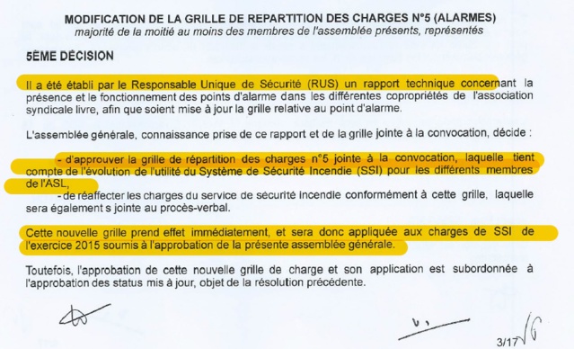 Extrait de l'AG de décembre 2016 qui a vu l'acceptation de cette décision en l'échange d'une baisse négociée de charges de 120 000 €! Extrait de l'AG de décembre 2016 qui a vu l'acceptation de cette décision en l'échange d'une baisse négociée de charges de 120 000 €!