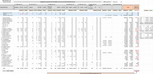 La modélisation indépendante permet de calculer les charges qui sont improprement réparties. Soit 311 517 €, en 2023, au sein des trois copropriétés de commerces et parkings SOCOPAR. Un clic sur l'image l'agrandit.