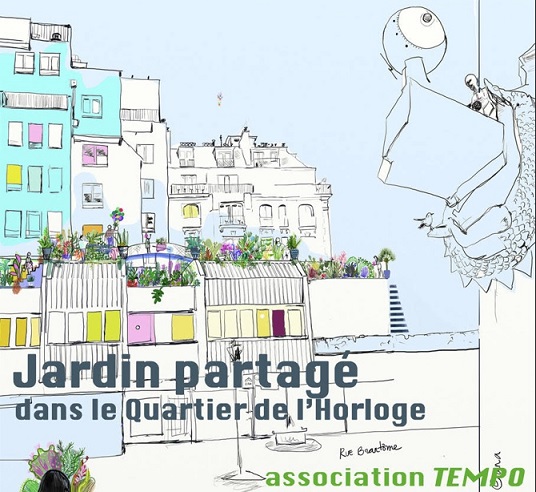 L'horloge Le Défenseur du Temps et le futur Jardin partagé du Quartier de l'Horloge. L'horloge Le Défenseur du Temps et le futur Jardin partagé du Quartier de l'Horloge.