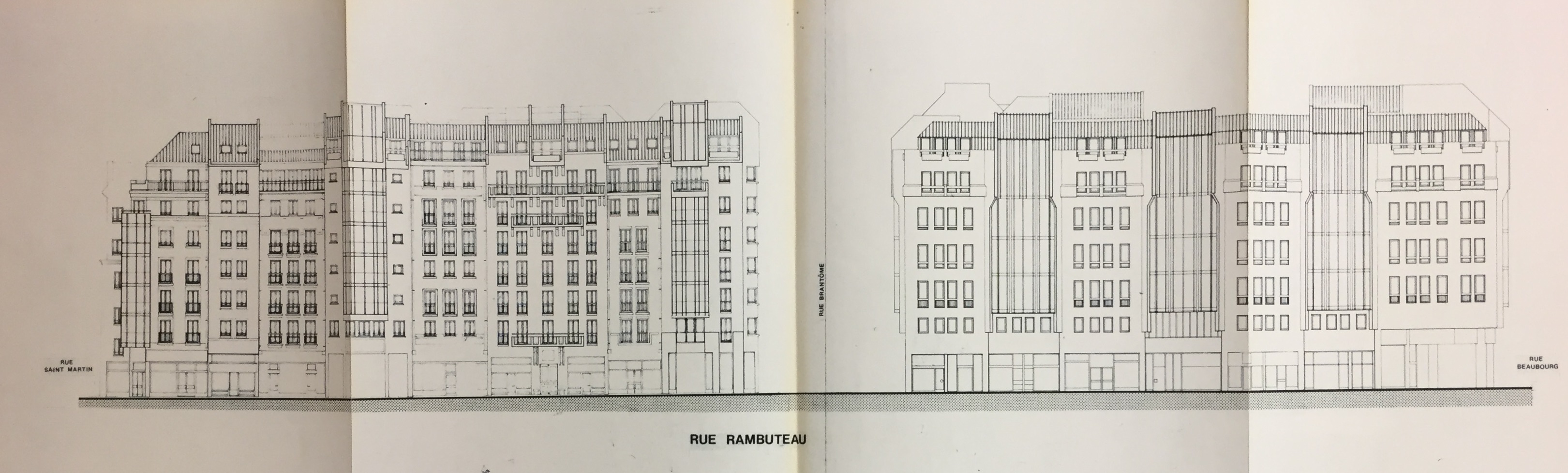 Projet réalisé en 1982. La rue Rambuteau face au Centre Pompidou.
