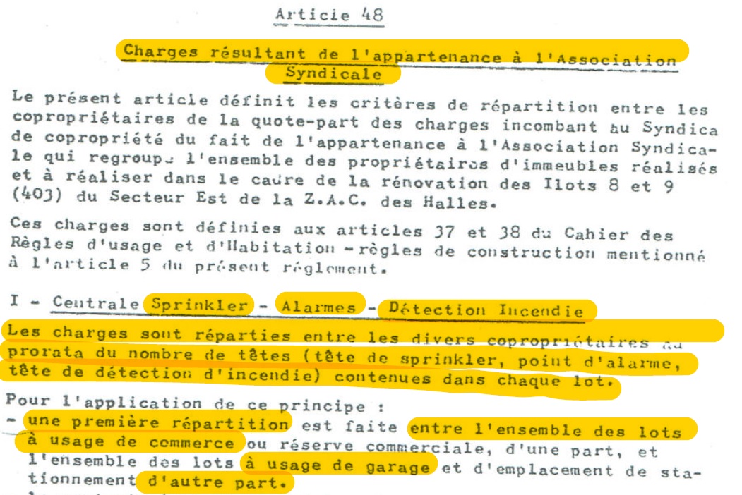 Le règlement de chaque copropriété SOCOPAR est sans équivoque sur le mode de répartition des charges en provenance de l'ASL. > un clic sur l'image l'agrandit.