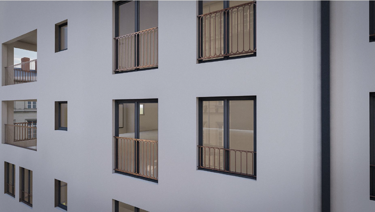 Les anciennes menuiserie en aluminium anodisé et blanches sont remplacées par une façade contemporaine qui mêle un contraste de gris anthracite et de blanc cassé avec un garde-corps couleur bronze. Les anciennes menuiserie en aluminium anodisé et blanches sont remplacées par une façade contemporaine qui mêle un contraste de gris anthracite et de blanc cassé avec un garde-corps couleur bronze.